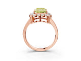 Rose gold Fancy Yellow Princess  Halo Cluster Diamond Engagement Ring with Solitaire Band and Prong Setting_32