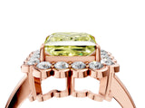 Rose gold Fancy Yellow Princess  Halo Cluster Diamond Engagement Ring with Solitaire Band and Prong Setting_33
