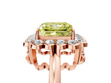 Rose gold Fancy Yellow Princess  Halo Cluster Diamond Engagement Ring with Solitaire Band and Prong Setting_34
