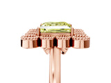 Rose gold Fancy Yellow Princess  Halo Diamond Cluster Engagement Ring with Milgrain Bezel Setting and Solitaire Band_44