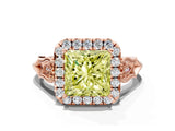 Rose gold Fancy Yellow Princess  Halo Diamond Engagement Ring with Filigree Band and Four-Prong Setting_81