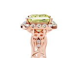 Rose gold Fancy Yellow Princess  Halo Diamond Engagement Ring with Filigree Band and Four-Prong Setting_86
