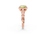 Rose gold Fancy Yellow Princess  Halo Diamond Engagement Ring with Intricate Filigree Band and Four-Prong Setting_2