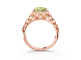 Rose gold Fancy Yellow Princess  Halo Diamond Engagement Ring with Intricate Filigree Band and Four-Prong Setting_3