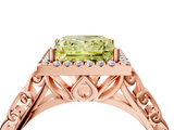 Rose gold Fancy Yellow Princess  Halo Diamond Engagement Ring with Intricate Filigree Band and Four-Prong Setting_4