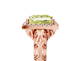 Rose gold Fancy Yellow Princess  Halo Diamond Engagement Ring with Intricate Filigree Band and Four-Prong Setting_5