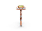 Rose gold Fancy Yellow Princess  Halo Diamond Engagement Ring with Milgrain Pave Band and Four-Prong Setting_185