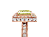 Rose gold Fancy Yellow Princess  Halo Diamond Engagement Ring with Milgrain Pave Band and Four-Prong Setting_188
