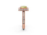Rose gold Fancy Yellow Princess  Halo Diamond Engagement Ring with Milgrain Pave Band and Four-Prong Setting_194