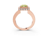 Rose gold Fancy Yellow Princess  Halo Diamond Engagement Ring with Milgrain Pave Band and Four-Prong Setting_195