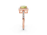 Rose gold Fancy Yellow Princess  Halo Diamond Engagement Ring with Pavé Band and Four-Prong Setting_22