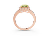 Rose gold Fancy Yellow Princess  Halo Diamond Engagement Ring with Pavé Band and Four-Prong Setting_23