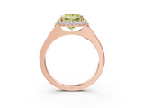 Rose gold Fancy Yellow Princess  Halo Diamond Engagement Ring with Solitaire Band and Four-Prong Setting_3