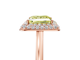 Rose gold Fancy Yellow Princess  Halo Diamond Engagement Ring with Solitaire Band and Four-Prong Setting_5