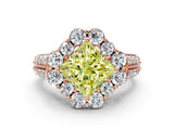 Rose gold Fancy Yellow Princess  Halo Diamond Engagement Ring with Split Shank and Prong Setting_29