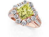Rose gold Fancy Yellow Princess  Halo Diamond Engagement Ring with Split Shank and Prong Setting_30