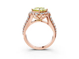 Rose gold Fancy Yellow Princess  Halo Diamond Engagement Ring with Split Shank and Prong Setting_32