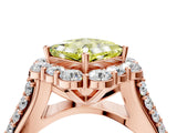 Rose gold Fancy Yellow Princess  Halo Diamond Engagement Ring with Split Shank and Prong Setting_33