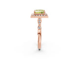 Rose gold Fancy Yellow Princess  Halo Diamond Engagement Ring with Twisted Band and Four-Prong Setting 3