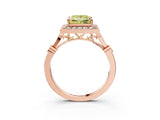 Rose gold Fancy Yellow Princess  Halo Diamond Engagement Ring with Twisted Band and Four-Prong Setting 4