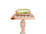Rose gold Fancy Yellow Princess  Halo Diamond Engagement Ring with Twisted Band and Four-Prong Setting