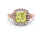 Rose gold Fancy Yellow Princess  Halo Diamond Engagement Ring with Vintage-Inspired Band and Four-Prong Setting_3