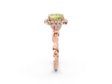 Rose gold Fancy Yellow Princess  Halo Diamond Engagement Ring with Vintage-Inspired Band and Four-Prong Setting_5