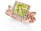 Rose gold Fancy Yellow Princess  Halo Diamond Floral Band with Four-Prong Setting_57