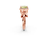 Rose gold Fancy Yellow Princess  Halo Diamond Floral Band with Four-Prong Setting_58