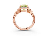 Rose gold Fancy Yellow Princess  Halo Diamond Floral Band with Four-Prong Setting_59