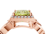 Rose gold Fancy Yellow Princess  Halo Diamond Floral Band with Four-Prong Setting_60
