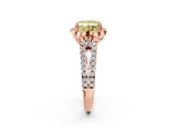 Rose gold Fancy Yellow Princess  Halo Diamond Floral Split Shank Engagement Ring 3