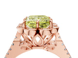 Rose gold Fancy Yellow Princess  Halo Diamond Floral Split Shank Engagement Ring 5