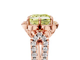 Rose gold Fancy Yellow Princess  Halo Diamond Floral Split Shank Engagement Ring