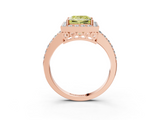 Rose gold Fancy Yellow Princess  Halo Diamond Pavé Band Ring with Prong Setting_3