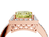 Rose gold Fancy Yellow Princess  Halo Diamond Pavé Band Ring with Prong Setting_4