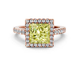 Rose gold Fancy Yellow Princess  Halo Diamond Pavé Solitaire Ring_45