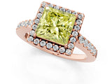 Rose gold Fancy Yellow Princess  Halo Diamond Pavé Solitaire Ring_46