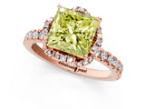 Rose gold Fancy Yellow Princess  Halo Diamond Pave Band Ring with Four-Prong Setting_16