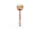 Rose gold Fancy Yellow Princess  Halo Diamond Pave Band Ring with Four-Prong Setting_17