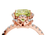 Rose gold Fancy Yellow Princess  Halo Diamond Pave Band Ring with Four-Prong Setting_19