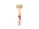 Rose gold Fancy Yellow Princess  Halo Diamond Ring with Cathedral Band and Four-Prong Setting_36