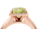 Rose gold Fancy Yellow Princess  Halo Diamond Ring with Cathedral Band and Four-Prong Setting_38