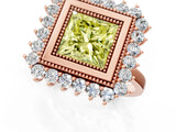 Rose gold Fancy Yellow Princess  Halo Diamond Ring with Milgrain Edge and Round Prong Setting_29