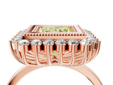 Rose gold Fancy Yellow Princess  Halo Diamond Ring with Milgrain Edge and Round Prong Setting_32