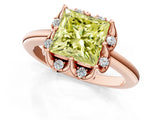 Rose gold Fancy Yellow Princess  Halo Diamond Ring with Round Cluster Setting, Solitaire Band, and Four-Prong Setting_30