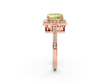 Rose gold Fancy Yellow Princess  Halo Diamond Ring with Split Shank and Four-Prong Setting_2