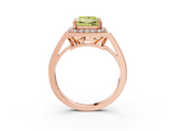 Rose gold Fancy Yellow Princess  Halo Diamond Ring with Split Shank and Four-Prong Setting_3