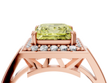 Rose gold Fancy Yellow Princess  Halo Diamond Ring with Split Shank and Four-Prong Setting_4