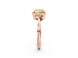 Rose gold Fancy Yellow Princess  Halo Diamond Ring with Tapered Band and Four-Prong Setting_5